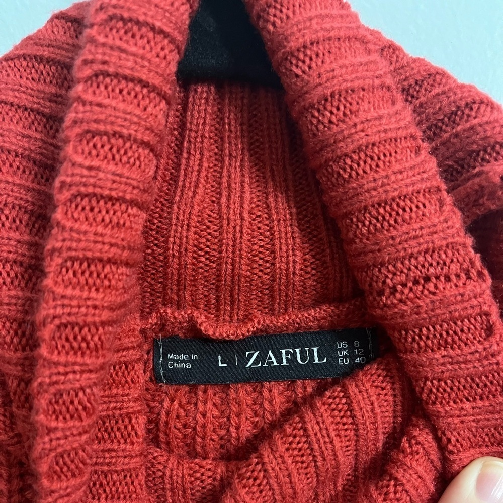 ZAFUL women Lg Oversized Mock neck cable knit Balloon Sleeve Cabincore Lagenlook - Picture 7 of 9
